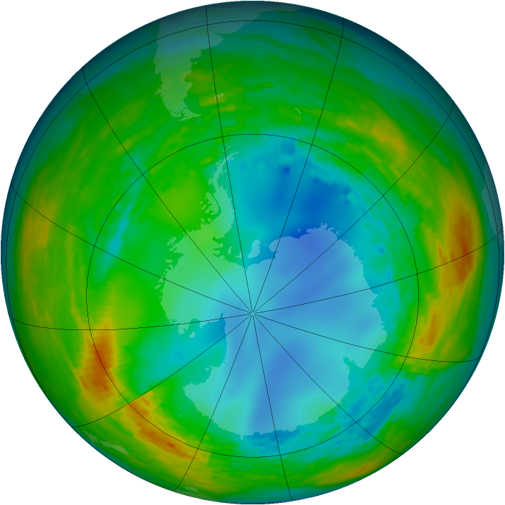 Antarctic ozone map for 01 August 1990